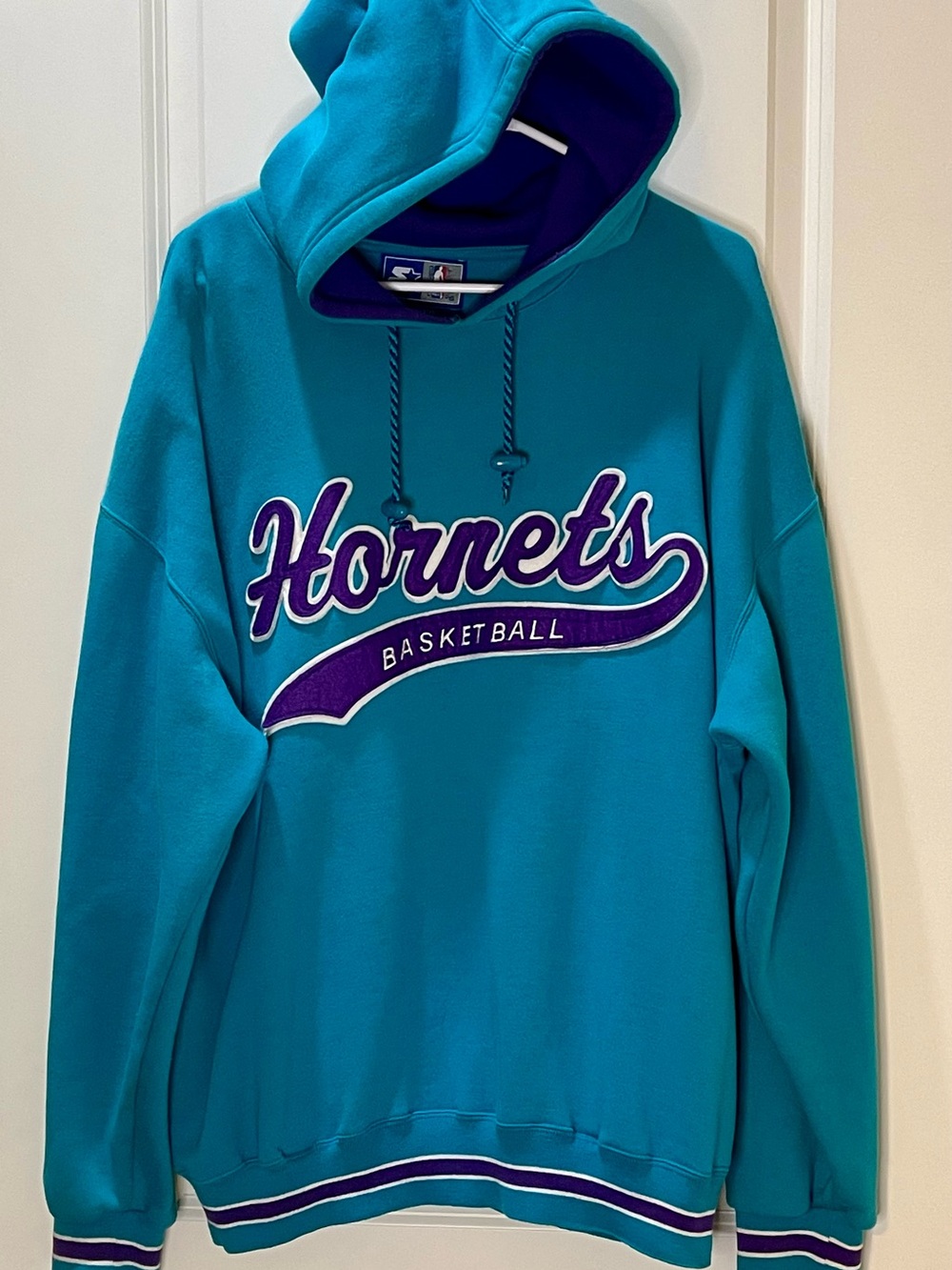 Vintage 90’s STARTER Teal and Purple NBA Hornets Hoodie